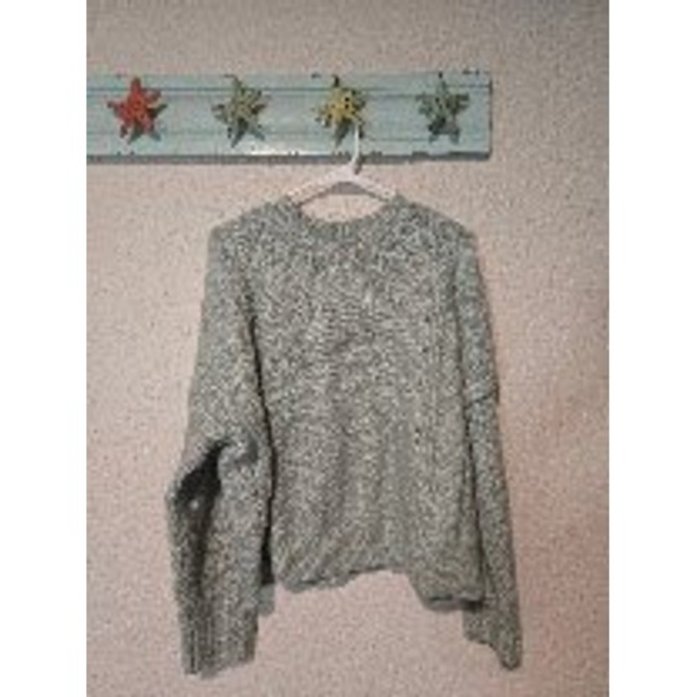 Madewell Marled Crewneck Sweater Sage Green White Knit Pullover Womens Medium